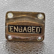 Rare Antique Brass Toilet Door Indicator VACANT/ENGAGED Sign 1920s/30s Art Deco