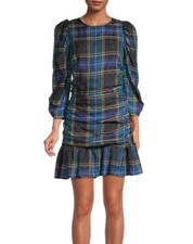 Tanya Taylor Raven Long Sleeve Plaid Mini Dress Size 2 Fall grunge