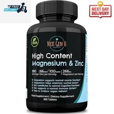 Magnesium & Zinc  Dietary Food Supplement  360 Vegan Tablets, 266 mg Magnesiu... 0.17 per thousand milligrams