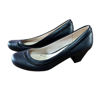 LifeStride Ricki Pumps Women 8M Black Excellent Soft System Comfort Block Heel