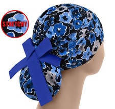 Scrub hats, stretchy scrub cap, womens surgical hat, ponytail scrub cap flowers