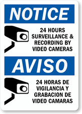No Trespassing Sign Surveillance Bi Lingual Weatherproof Aluminum 8x12