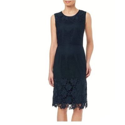 Gerry Weber Lace Sheath Dress Size 6 Blue Sleeveless