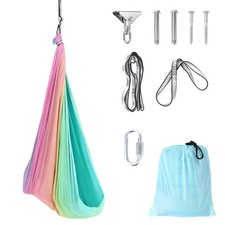 Kids Sensory Swing, Rainbow Color Nylon Yoga Hammock Swing Indoor Outdoor