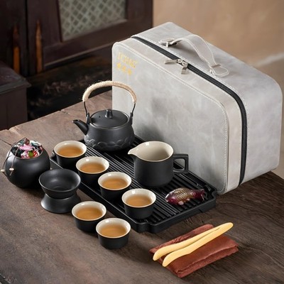 ICHAG 茶具 Gray Porcelain Tea Set, 15Piece Chinese Gongfu Tea Set with Tea Pet ...