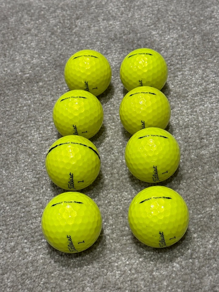 Original 8 x Titleist NXT Tour S Practice Branded Yellow Golf Balls - Image 3 of 4