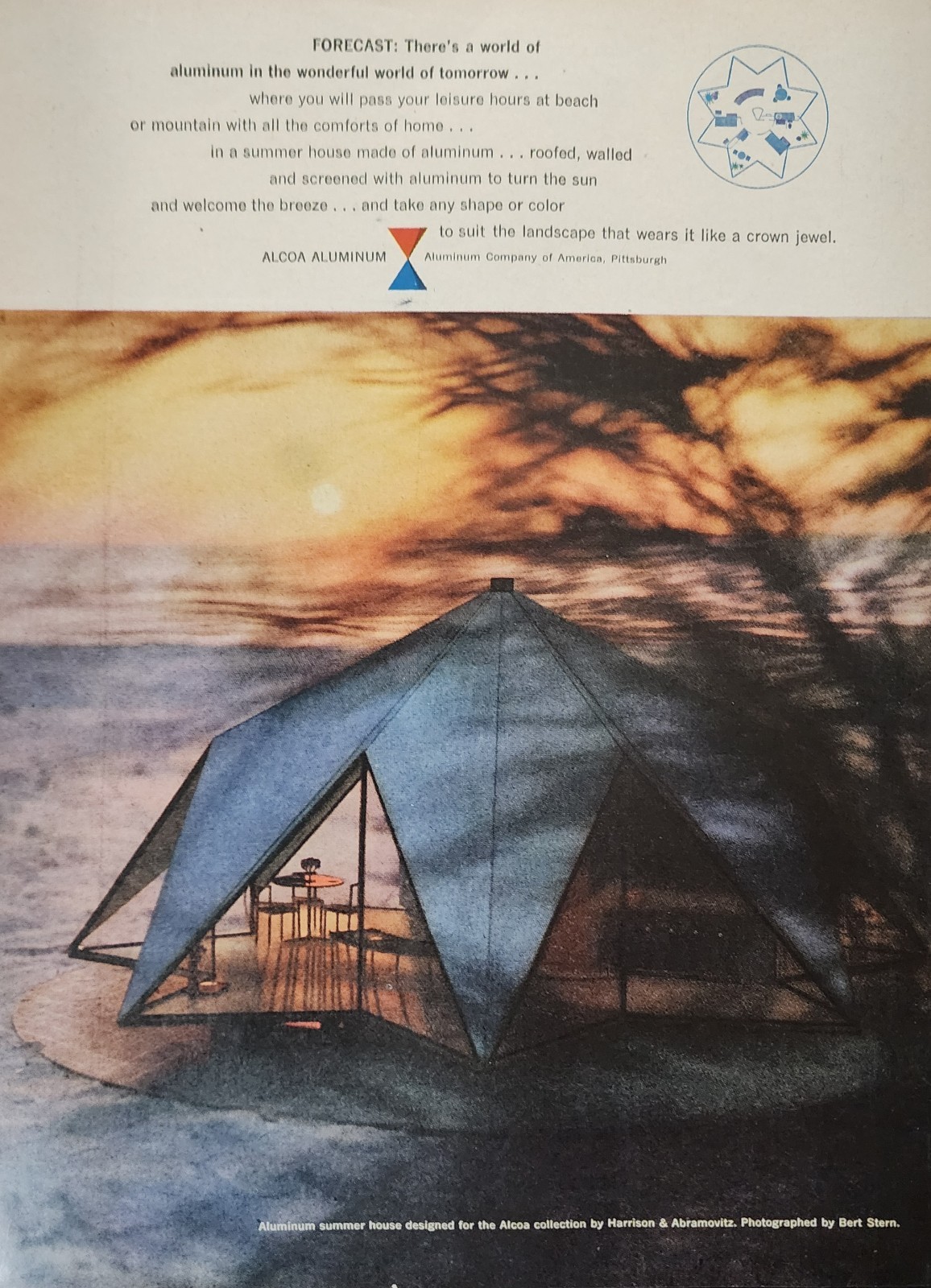 Alcoa Aluminum Picture Magazine Ad Original Vintage Retro House Wall Art
