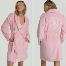 Victoria  s Secret Cozy Plush Short Robe Pink Belted Bathrobe M/L Soft