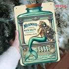 [2D Flat] 1pc Mermaid Bath Salts Vintage Tin Metal Signs - 7.8x11.8" Iron Wall A