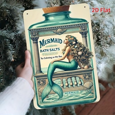 [2D Flat] 1pc Mermaid Bath Salts Vintage Tin Metal Signs - 7.8x11.8'' Iron Wall A