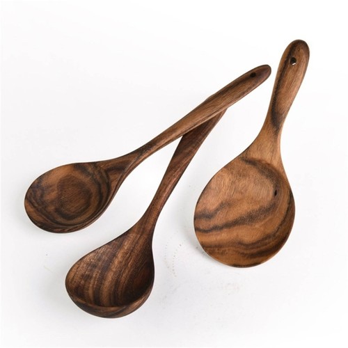 Curved Soup Spoon Natural Utensils With Ergonomic Handle For Safe Cooking - Picture 4 of 8