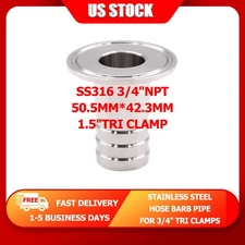 Tri-Clamp Fitting 316L 19 chuck 50.5 Hose Connector Sanitary Piping Brewery Use