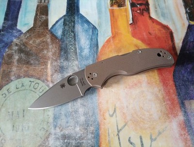 Spyderco Native 5, Stonewashed CPM-15V Plain Blade, Brown G-10 Handle