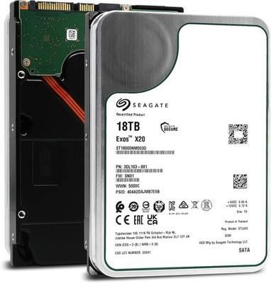 Seagate Exos X20 18TB 3.5 Zoll SATA HDD ST18000NM003D Factory Recertified