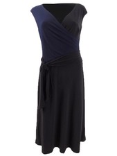 Lauren Ralph Lauren Women's Self-Tie Jersey Midi Dress (4, Black/Navy)