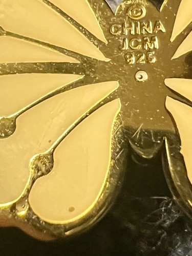 Butterfly Necklace 925 Siver Covered In 18kt Gold. Two Different Sides - Picture 10 of 11