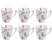 6Er Set Becher Cherry Blossom KirschblüTen 400Ml Weiß Rosa Porzellan Tealogic