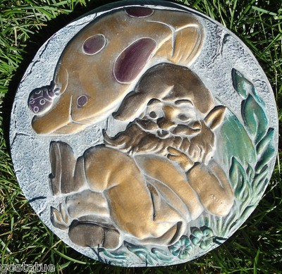 Sleepy gnome stepping stone mold plaster concrete cement moud 11'' x 1.25'' thick
