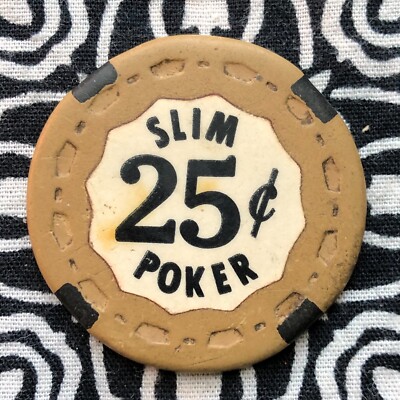 Slim Poker 25c $0.25 Scrown TRKing Porterville, California Gaming Casino Chip