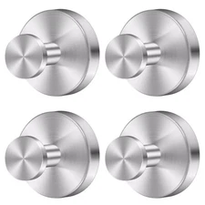 Silver Suction Cup Hooks for Shower Waterproof - Set of 4, No Drill Stainless...