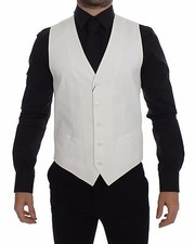 DOLCE & GABBANA White Cotton Silk Blend Dress Vest Blazer IT44 /US34/XS RRP $360
