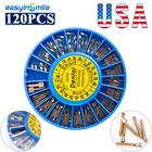 120pcs Dental Endodontic Screw Posts Gold Plated Titanium Kit &2Key Conical Pins