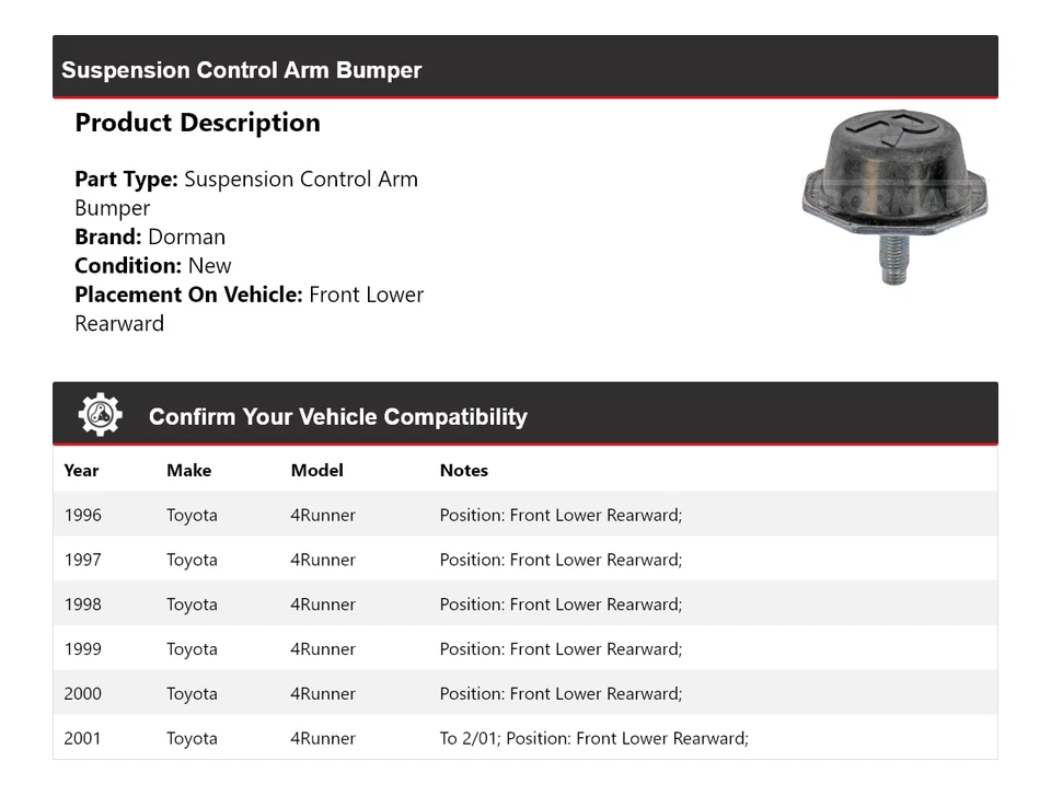 Для 1996-2001 Toyota 4Runner Dorman рычаг управления бампер передний нижний задний 1997 - Изображение 2 из 4