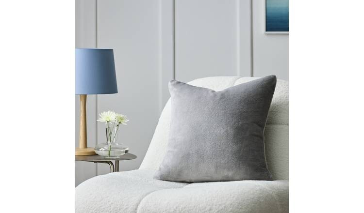Argos Home Plain Super Soft Fleece Cushion Grey 43x43cm UK