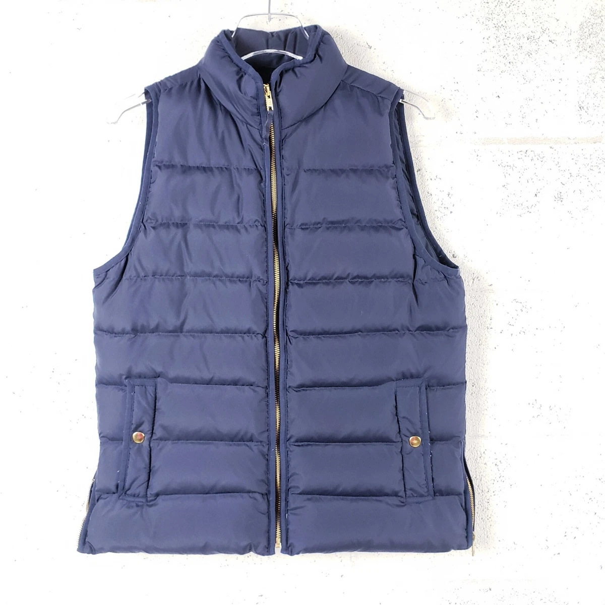 J. Crew Women s Medium Mountain Puffer Vest Down Filling Blue Full