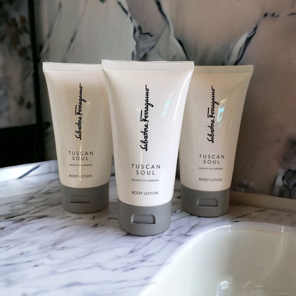 X3 Salvatore Ferragamo Bianco Di Carrara Toscana Alma Lociones Corporales, 5oz (cada una) Foto 3 de 4