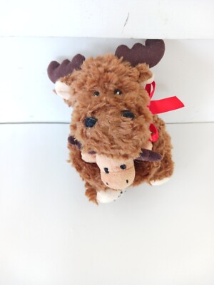 Creature Comforts Moose Hugs from Up North Brown Plush Moose Holding Baby  Australia