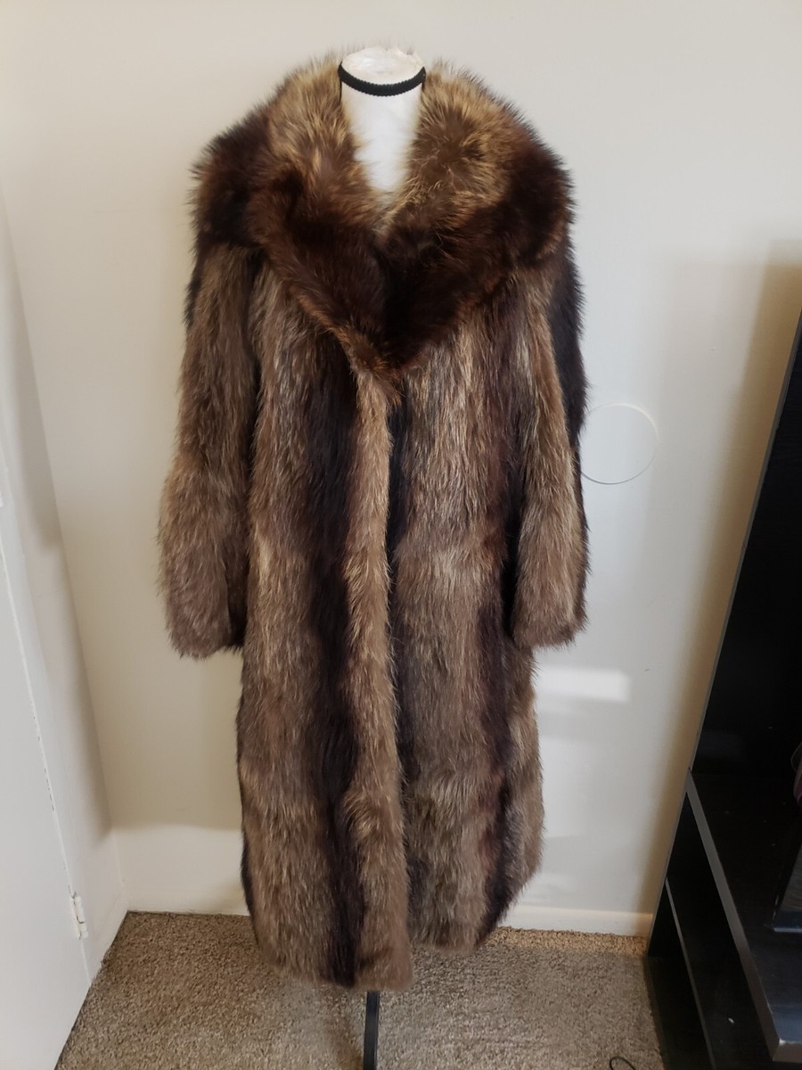 Exquisite Beaver and silver Fox Fur Full Length Coat size 4-6