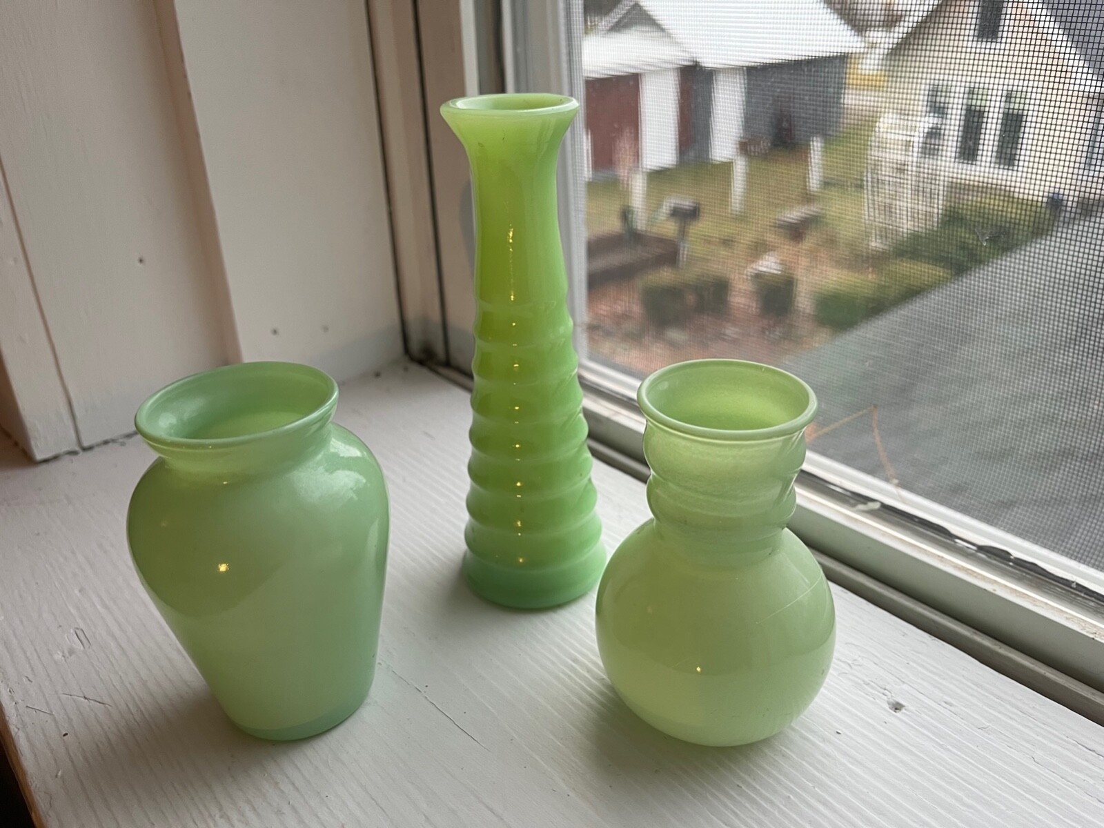 Jadeite vases trio of three rare! One is 6.25" two are 4" eBay