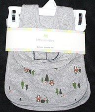 Little Wonders Cotton Gray Bear in the Woods 3 Piece Layette Set