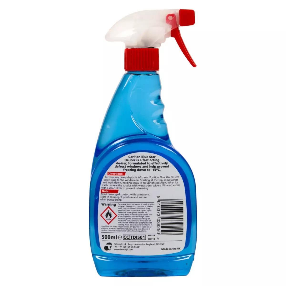 CarPlan Blue Star DeIcer Trigger Spray 500mL x6 Winter Treatment 3L