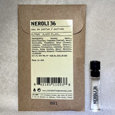Le Labo Neroli 36 Eau de Parfum EDP Sample Vial .025, .75ml New in Pouch