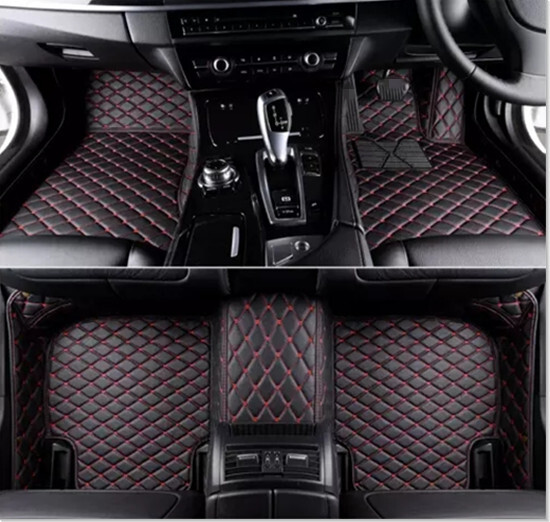 Universal Car Floor Mats For All Kia Models – Black With Pink Trim (Front & Rear Set)