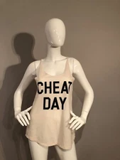 Junk Food Womens Graphic Logo Cotton Crew Neck Cheat Day T Shirt Size S