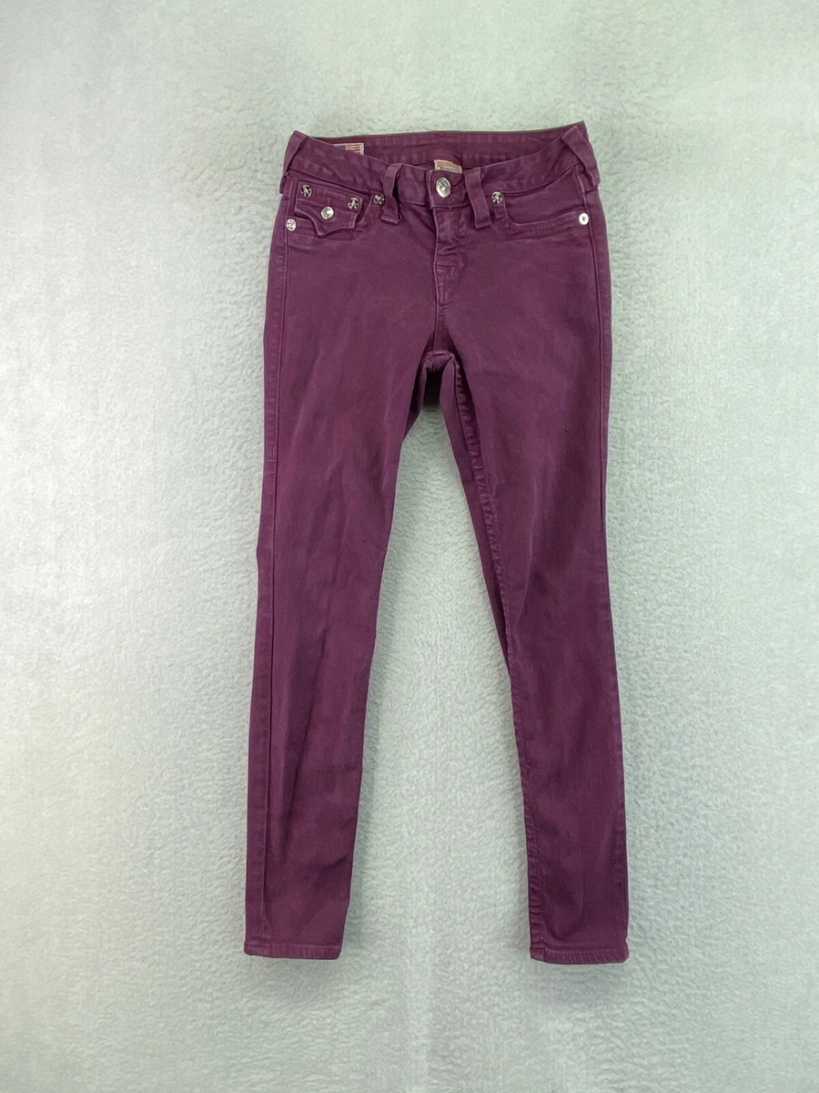 True Religion Womens Size 26 Magenta Mid Rise Serena Skinny Leg