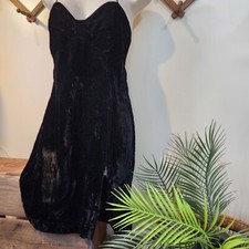 Vintage Jessica McClintock Gunne Sax Dress Black Crushed Velvet Size 9/10 LBD