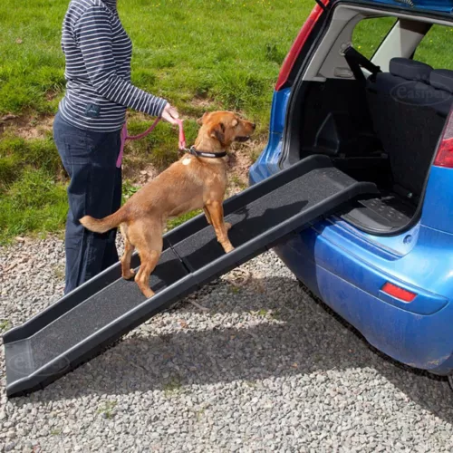 dog pet ramp plastic folding bi fold lightweight strong travel car van easipet image 1