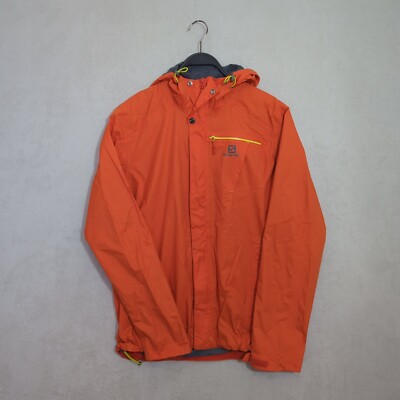 Solomon Jacket HardShell Men's Sz. M Orange Clima Pro Hooded Vented Hiking Ski