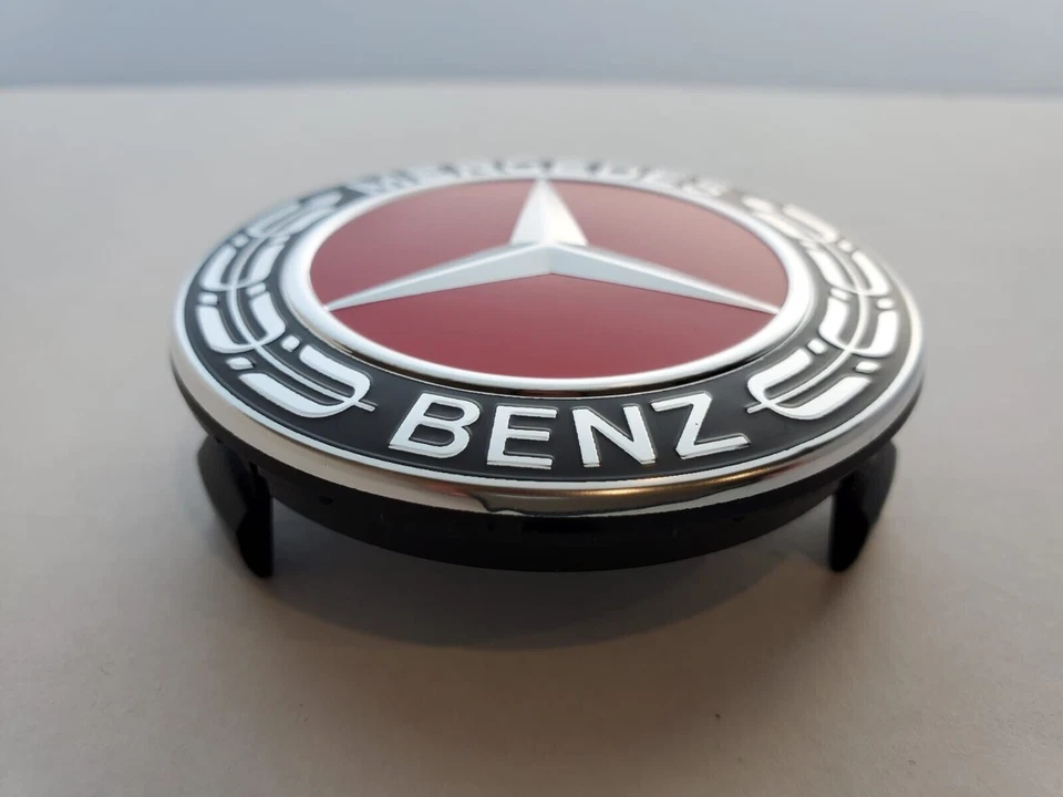Juego de 4 tapas centrales Mercedes Benz negro-rojo 2,95 pulgadas/75 mm se adapta a la mayoría de los modelos Foto 4 de 4