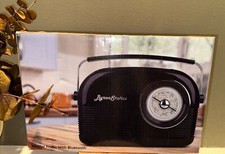 Byron Statics Portable Radio AM FM, Vintage Retro Radio with Built in Speakers,