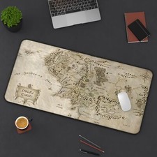 Desk Mat Mouse Pad: Middle Earth Map, Lord of The Rings ,Custom Desk Mat