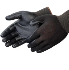 12 pairs - LIBERTY SAFETY Black Foam Coated Protective Work Gloves Size: MEDIUM