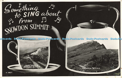 R587733 Etwas zum Singen vom Snowdon Summit W 3837 Zug verlässt Snowdon