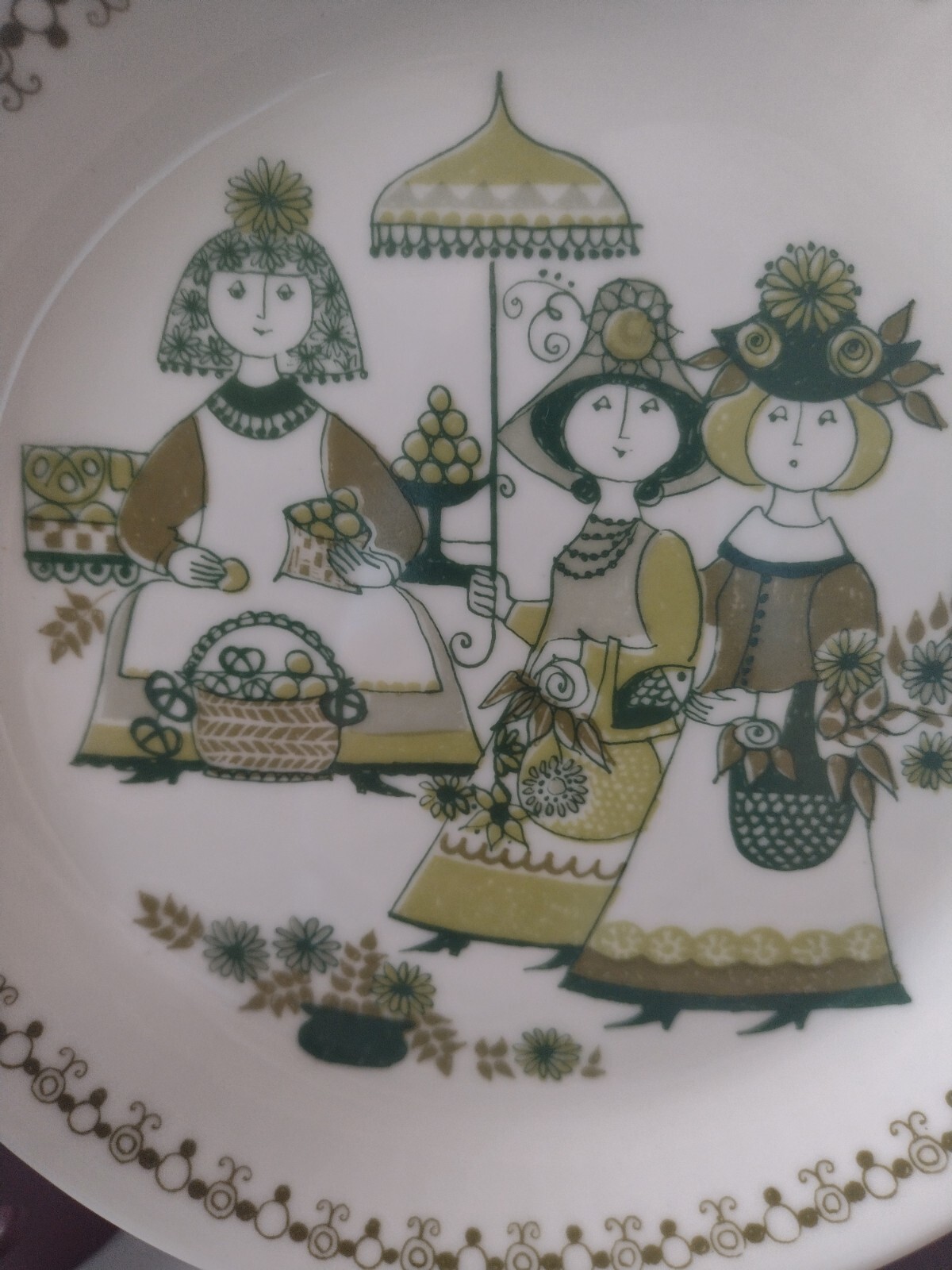 7" Lot Of 2 Vintage Figgjo Flint Norway Market Breakfast Plate or Salad Plate