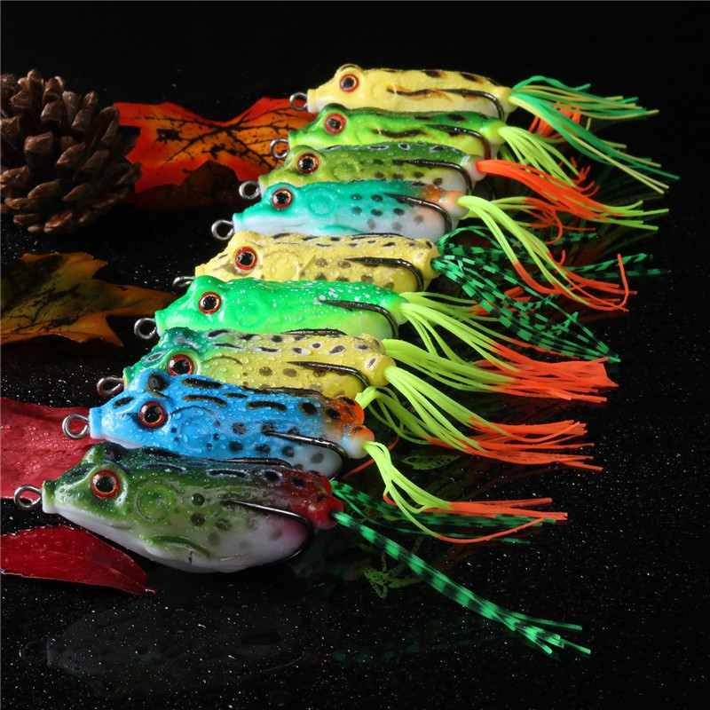 5 Leurres Grenouille Souple Silicone Multicolore Top Water Pêche Carnassier