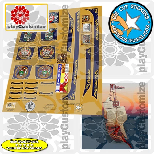 Stickers Playmobil Thème Chevalier Arabe – Bouclier Et Décorations – Neuf Sous Blister